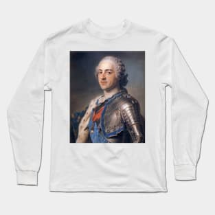 Portrait of Louis XV of France - Maurice Quentin de La Tour Long Sleeve T-Shirt